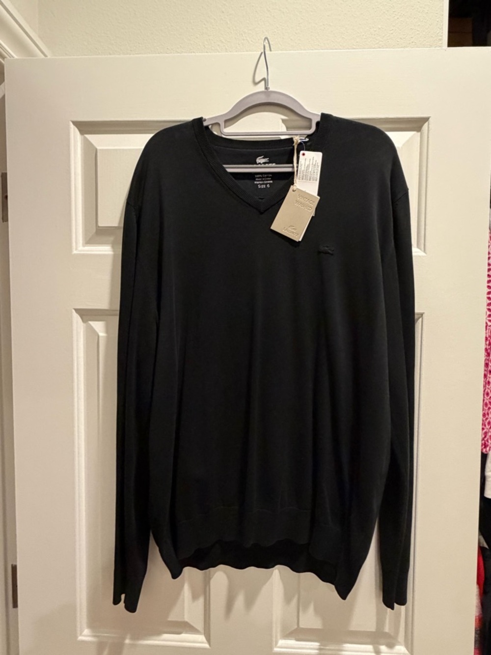 Lacoste Men's Black V-Neck Sweater - New With Tags